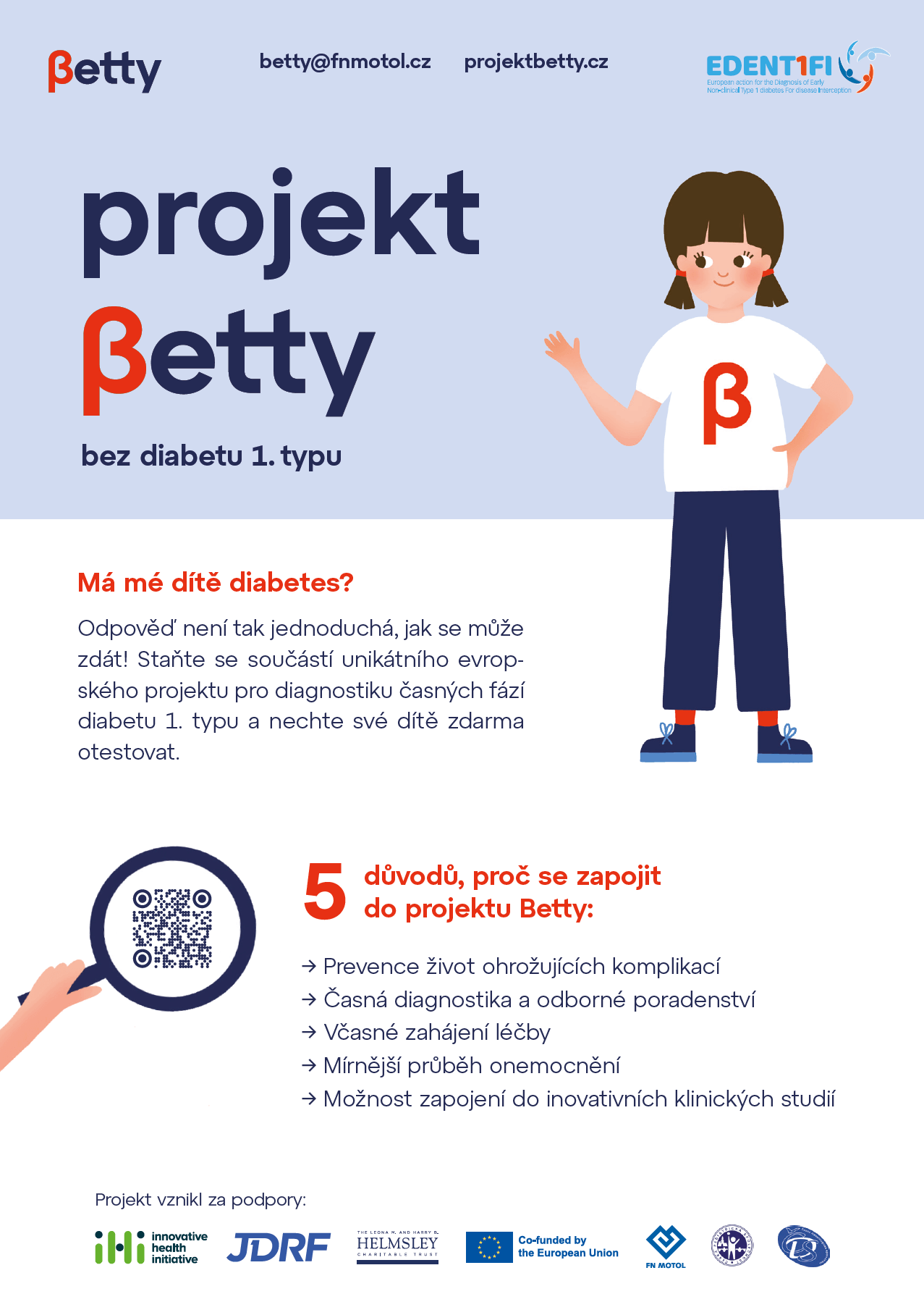 Leták projektu βetty – screening diabetu 1. typu